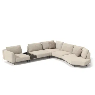 Sectional beige sofa by LEOPARD Furniture with modern design on white background. Ideal for luxury interiors in Canada.