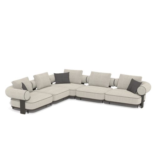 Sectional moderne beige de luxe sur fond blanc,par LEOPARD Furniture, parfait pour un salon élégant.
