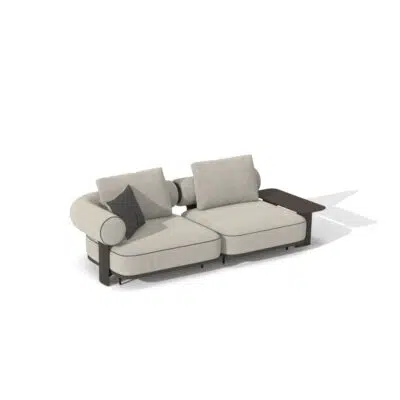 Sofa modulaire élégant avec table intégrée, fond blanc. Design moderne LEOPARD Furniture, Canada.