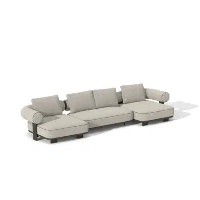 Sleek modern gray sectional sofa on white background, perfect for luxurious interiors by LEOPARD Furniture, Canada.