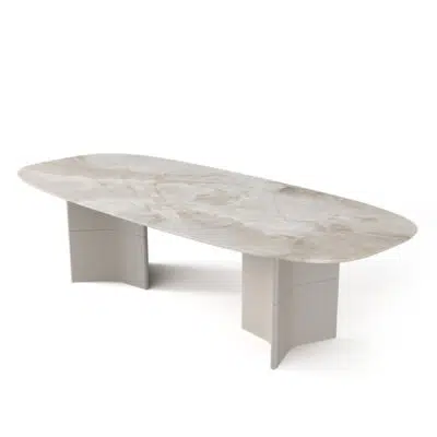 Sleek marble dining table with modern design on white background from LEOPARD Furniture, Canada’s top interior experts.