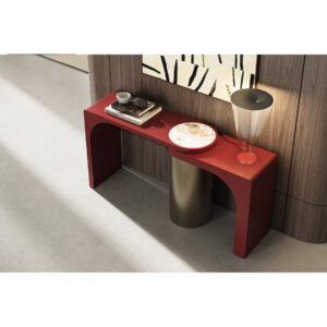Console moderne rouge LEOPARD Furniture, bois au mur, style contemporain, Canada.