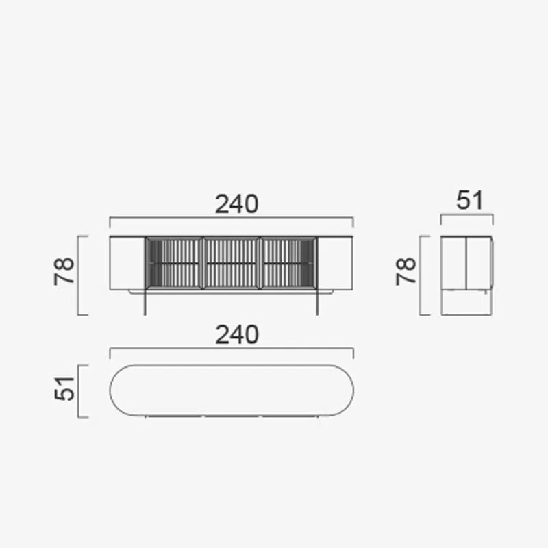 Dimensions of LEOPARD Furniture's luxury modern sideboard on a white background.