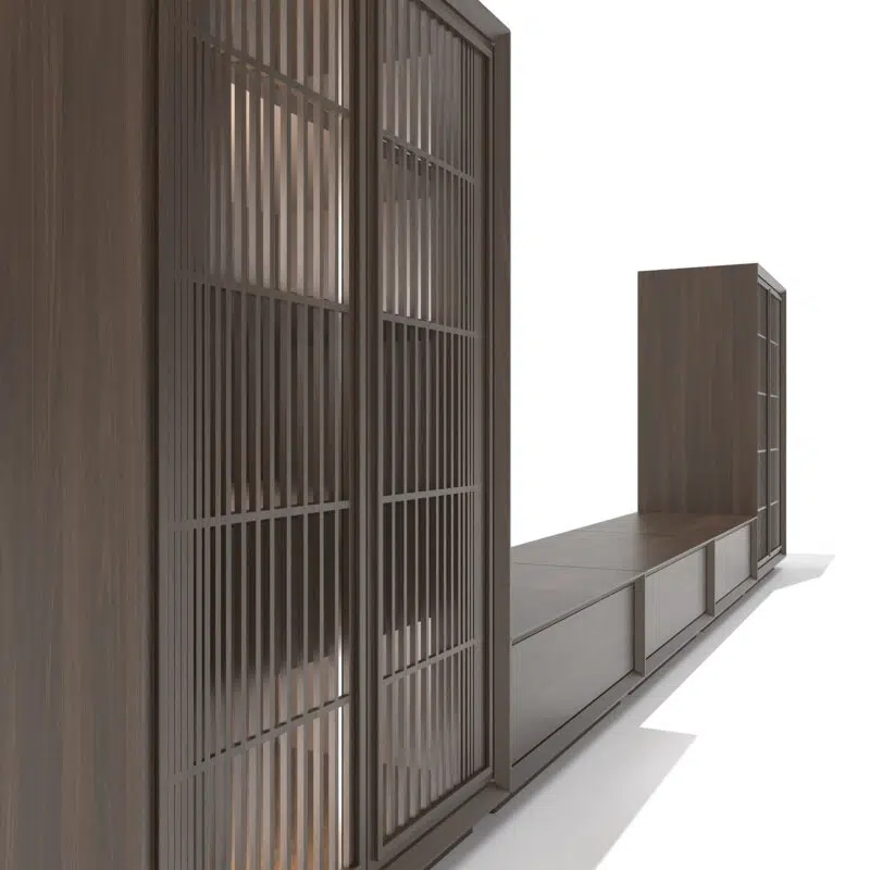 Modern wooden storage cabinets on white background from LEOPARD Furniture, Canada's premier high-end interior design.