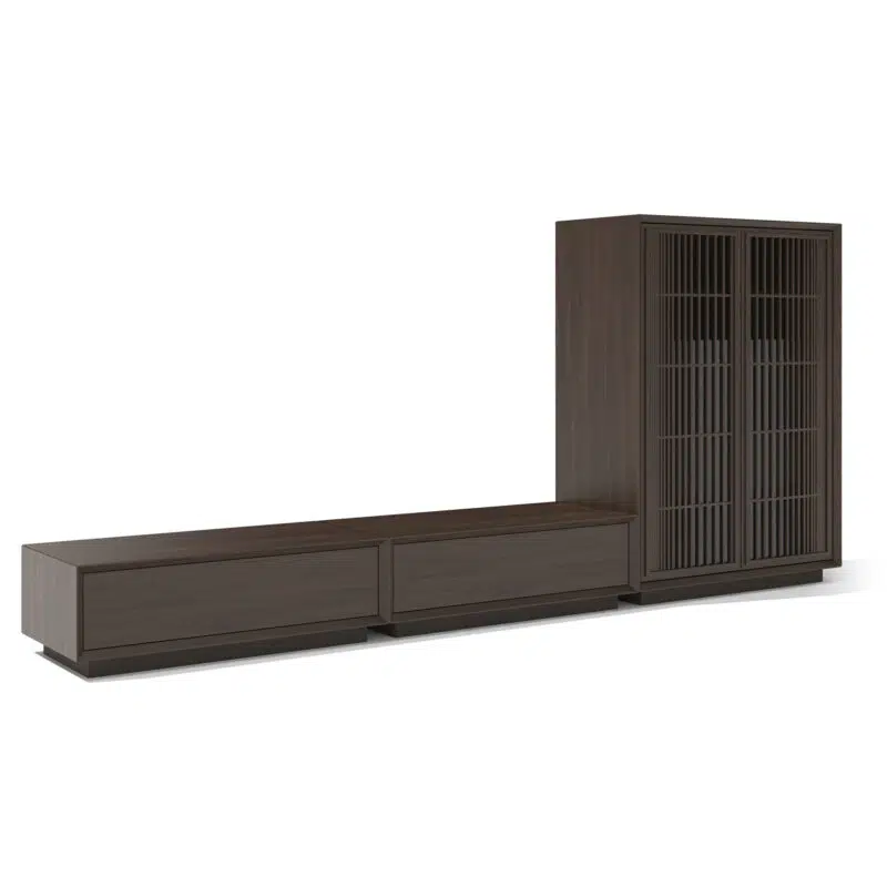 Contemporary wooden storage unit by LEOPARD Furniture on white background. Ideal for high-end Canadian interiors.