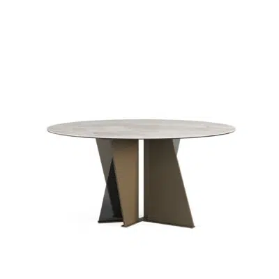 Table ronde design moderne en métal de LEOPARD Furniture sur fond blanc. Plateau élégant, idéal pour salle à manger.