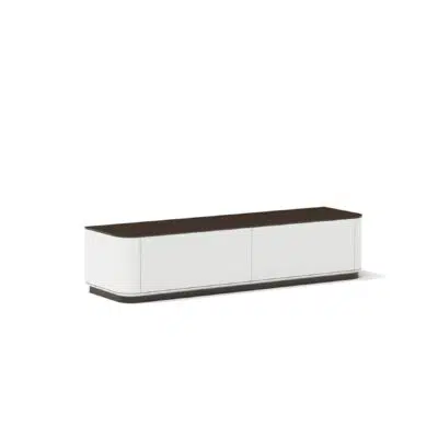 Elegant modern sideboard with dark wood top on white background by LEOPARD Furniture, Canada’s top interior designer.