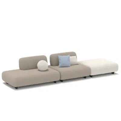 Modular beige sectional sofa with cushions on white background; luxury modern seating by LEOPARD Furniture Canada.