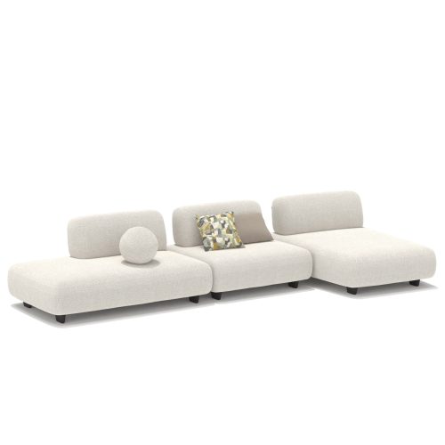 Ensemble de canapé modulaire moderne en tissu texturé, blanc, fond blanc, par LEOPARD Furniture, design haut de gamme Canada.