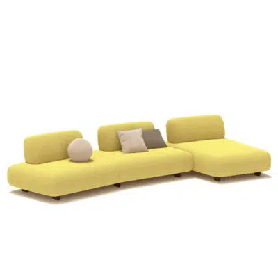 Yellow modern sectional sofa on white background by LEOPARD Furniture, Canada’s top luxury interior designer.