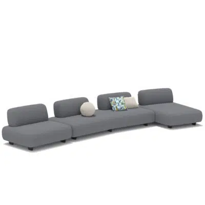 Modular grey sectional sofa on a white background, featuring modern design for LEOPARD Furniture's luxury collection.