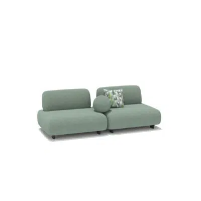 Sofa modulaire moderne vert menthe avec coussin décoratif. Image sur fond blanc. LEOPARD Furniture Canada.