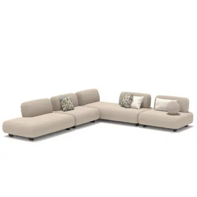 Modular beige sectional sofa on white background, modern luxury design by LEOPARD Furniture Canada.