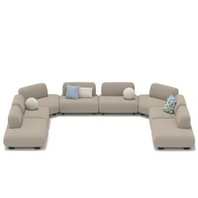 Sectional Beige Sofa by LEOPARD Furniture on white background, featuring modern luxury design and plush cushions.