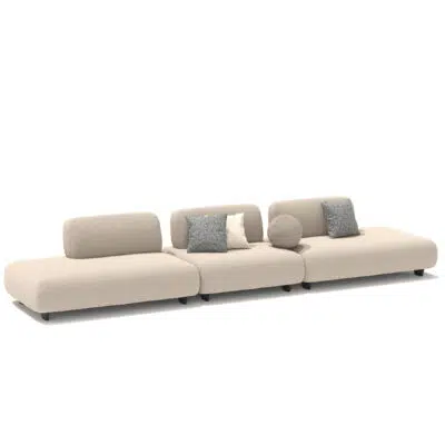 Modular beige sectional sofa with cushions on white background, high-end design by LEOPARD Furniture Canada.