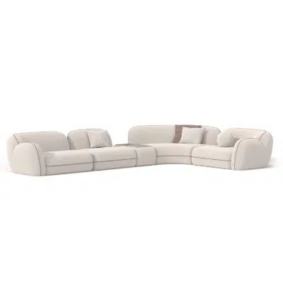 Sofa modulaire élégant en forme de L par LEOPARD Furniture sur fond blanc, design luxueux et moderne.