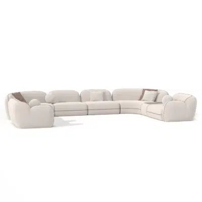 Elegant sectional sofa on white background, LEOPARD Furniture, luxury modern design, perfect for chic living rooms.