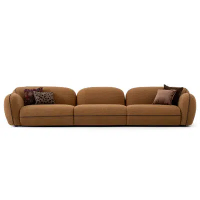 Luxurious brown modern sofa with cushions on white background by LEOPARD Furniture, Canada.