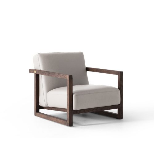 Fauteuil moderne en bois de luxe sur fond blanc, design premium par LEOPARD Furniture Canada.