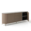 Elegant buffet moderne en bois brun de LEOPARD Furniture, photographié sur fond blanc, idéal pour le design intérieur haut de gamme.
