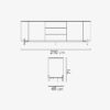Dimensions du buffet moderne Leopard Furniture, 210x71x45cm, sur fond blanc.