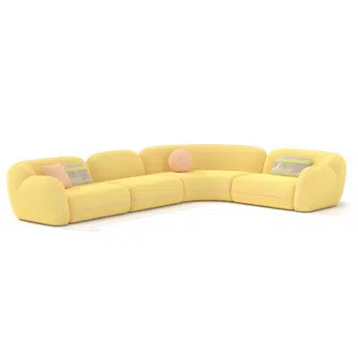 Sectional jaune moderne LEOPARD Furniture sur fond blanc, parfait pour design intérieur haut de gamme au Canada.