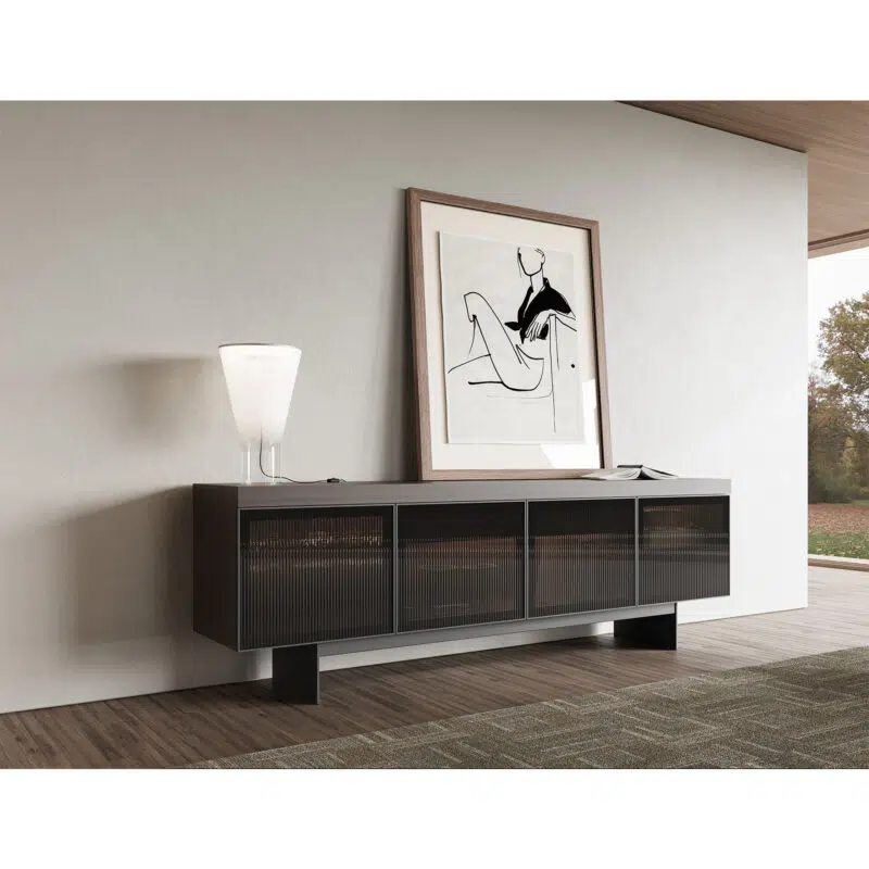 Buffet contemporain dans un décor de salon minimaliste par LEOPARD Furniture, avec un design moderne et élégant.