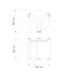 Dimensions du tabouret moderne LEOPARD Furniture, 54 cm de diamètre, 50 cm de hauteur, fond blanc.