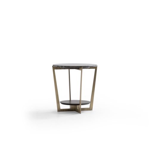 Table d'appoint moderne en marbre avec cadre en laiton sur fond blanc, par LEOPARD Furniture, luxury home decor.