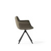 Chaise de bureau en cuir vert olive sur fond blanc. Design moderne LEOPARD Furniture, Canada.