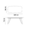 Dimensions of modern dining table from LEOPARD Furniture, 185x90x75 cm. Luxurious design, high-end quality.