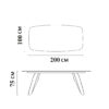 Dimensions of a modern rectangular dining table by LEOPARD Furniture, 200x100 cm, on a white background.