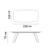 Dimensions de la table à manger moderne LEOPARD 220x110x75 cm, design élégant pour intérieur haut de gamme.