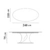 Dimensions de la table à manger ovale moderne de 240x110x75 cm de LEOPARD Furniture, fond blanc, Canada.