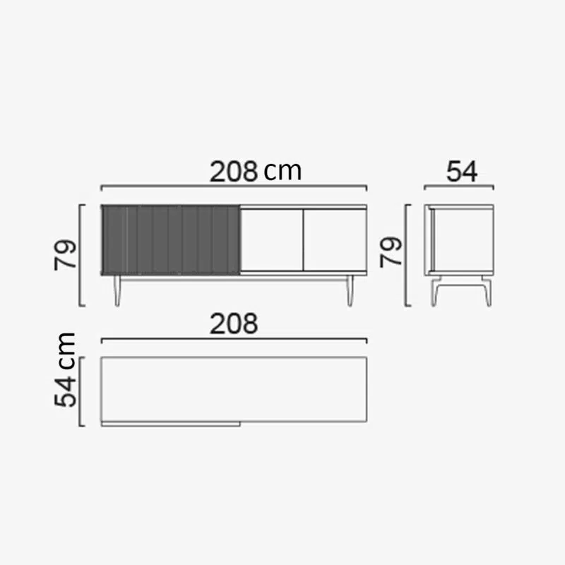 Dimensions of LEOPARD Furniture modern sideboard, 208x54x79 cm, white background, Canada’s top interior design choice.