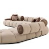 Luxurious modular beige sectional sofa on white background from LEOPARD Furniture, Canada, with plush pillows for elegance.