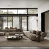 Luxurious modern living room setup by LEOPARD Furniture featuring elegant sectional sofas and chic coffee tables.