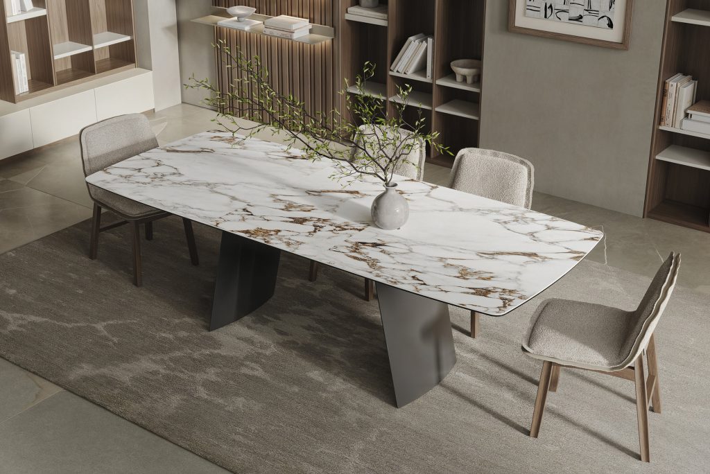high end extendable italian ceramic dining table 95"