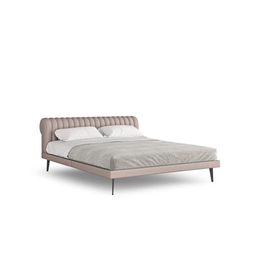 Lit rembourré moderne sur fond blanc, design élégant pour LEOPARD Furniture Canada.