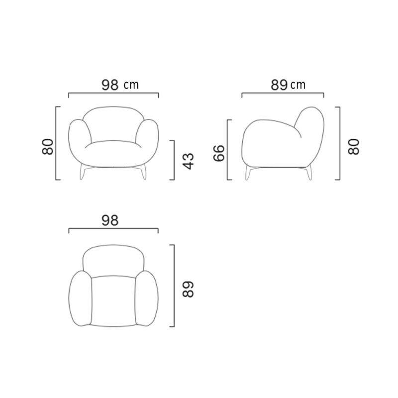 Dimensions de la chaise longue contemporaine de LEOPARD Furniture, Canada. Illustration sur fond blanc.