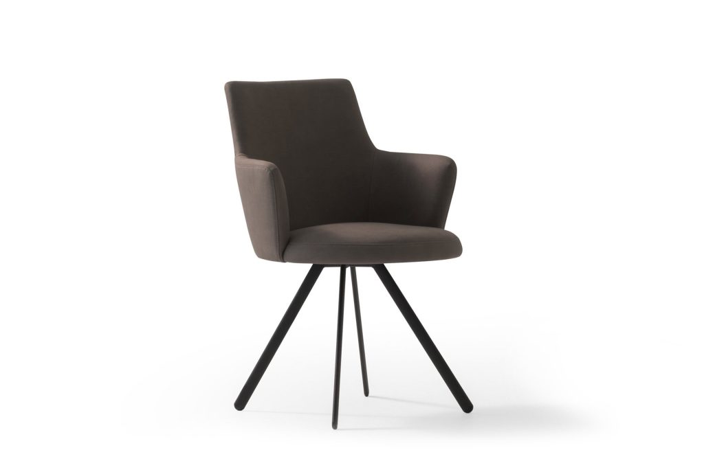 Chaise pivotante moderne LEOPARD avec accoudoirs, style contemporain, fond blanc.