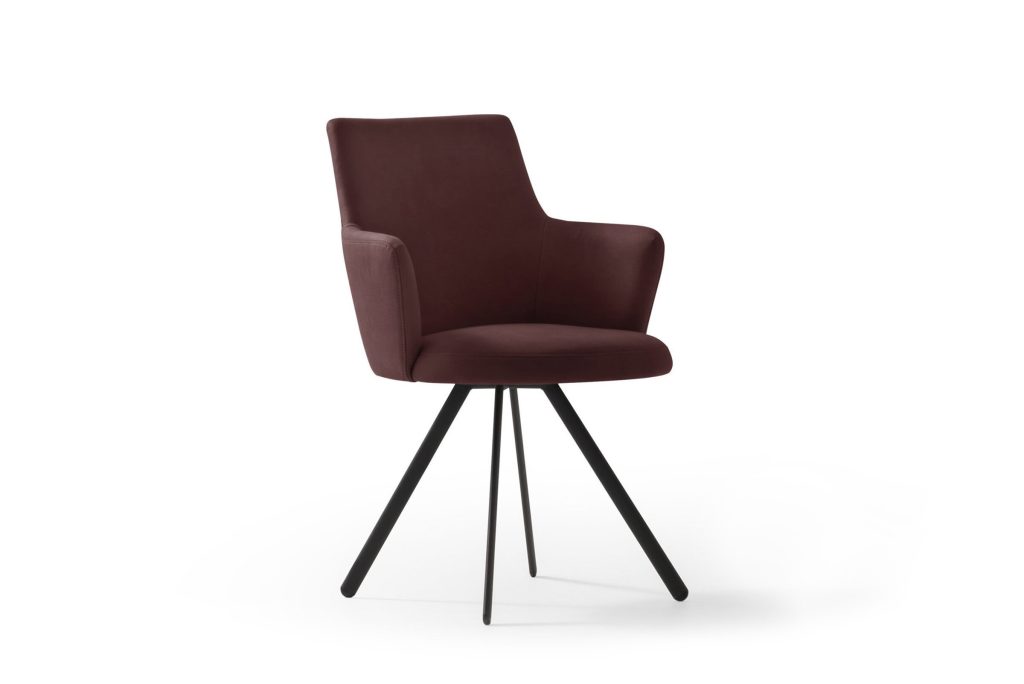 Modern burgundy velvet armchair by LEOPARD Furniture on white background, perfect for luxury interiors.