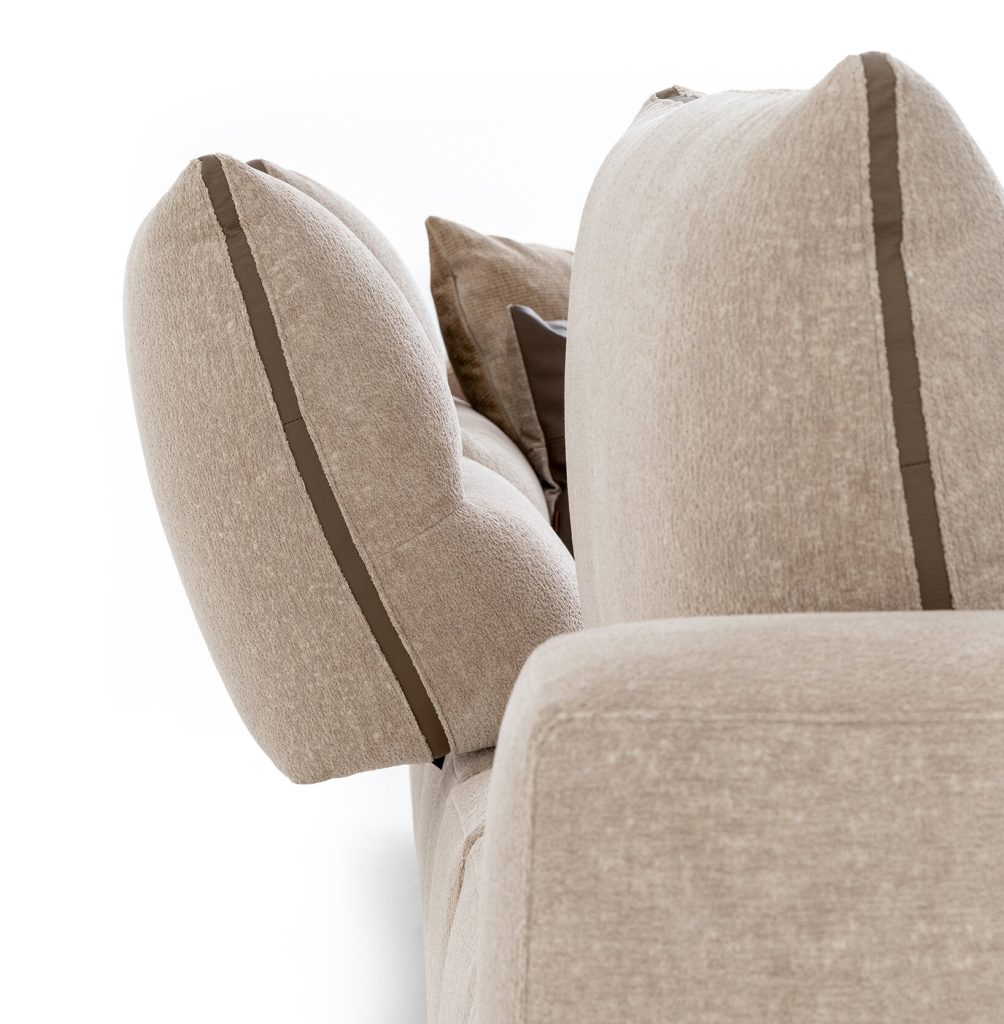 Modern beige sectional sofa with plush cushions on white background. High-end furniture by LEOPARD Furniture, Canada.