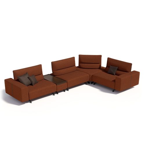 Luxueux canapé modulaire brun moderne fond blanc - LEOPARD Furniture, design haut de gamme, Canada.
