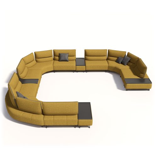 Modular yellow sectional sofa on white background, perfect for modern luxury living room design by LEOPARD Furniture.