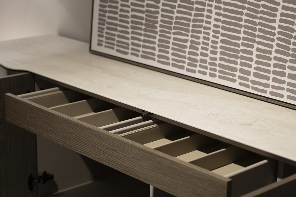 Luxury oak jewelry organizer drawer by LEOPARD Furniture with contemporary design in modern interior setup.
