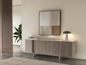 Elegant modern sideboard in a minimalist living room setup from LEOPARD Furniture Canada.