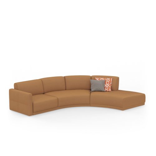 Canapé modulaire marron de section avec coussins d'accent sur fond blanc, LEOPARD Furniture. Design canadien haut de gamme.